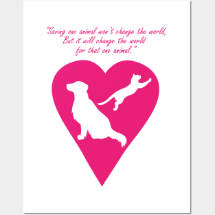 Dog and Cat Heart Posters and Art